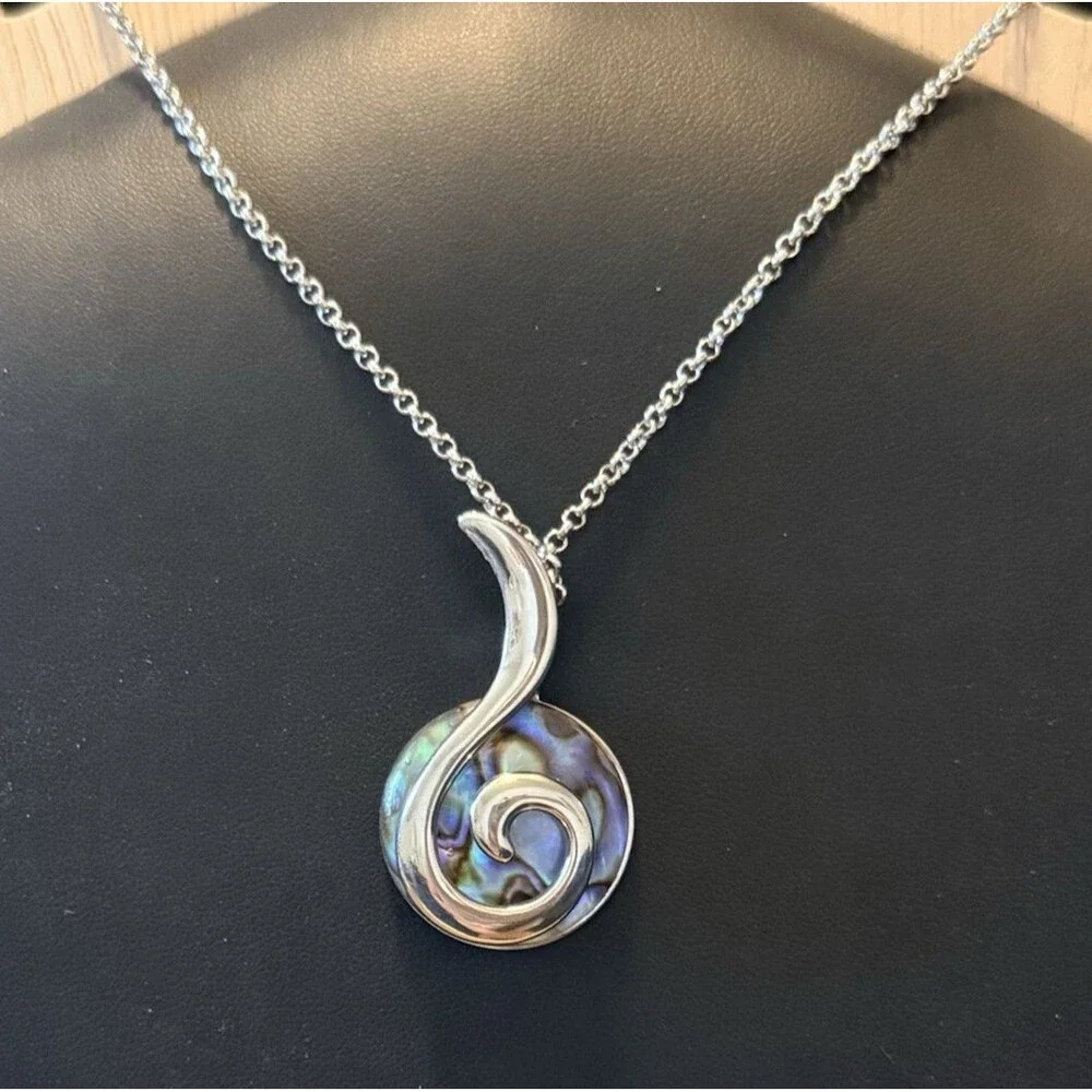 Abalone Wild Pearle Silver Plated Pendant Necklace 20